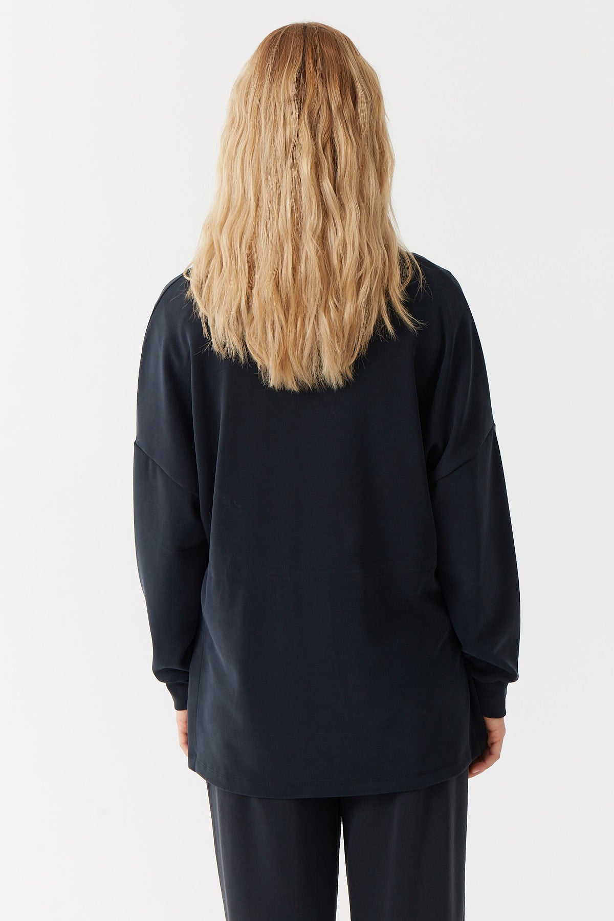 Zippered Stand Collar Sweat Top
