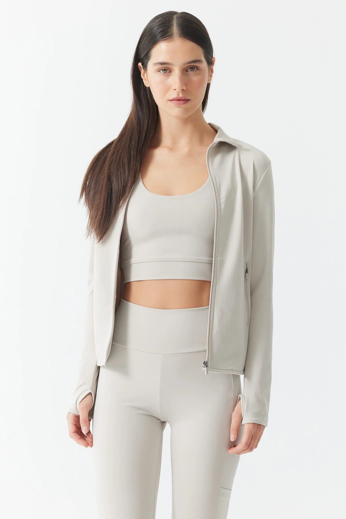 Women's Glove Detailed Zippered Thin Sweat Coat