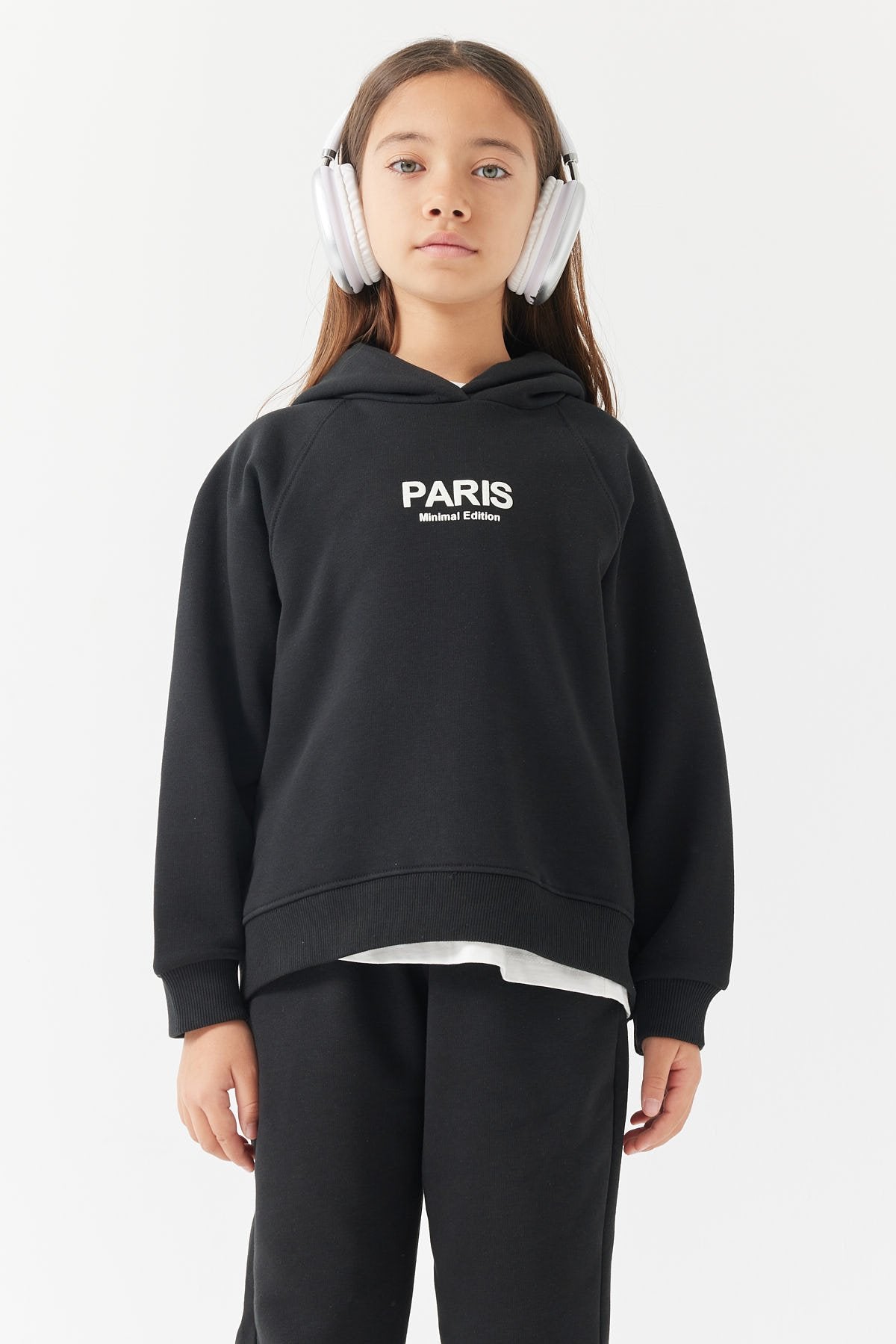 Girls' Text Printed Hooded Sweatshirt