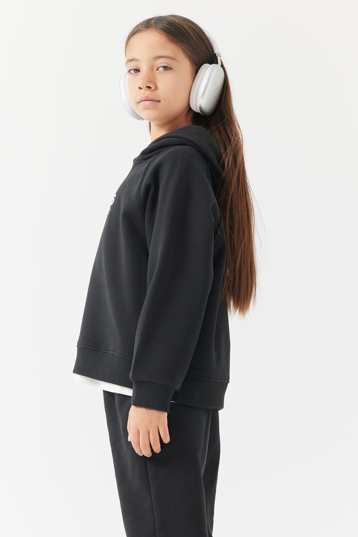 Girls' Text Printed Hooded Sweatshirt