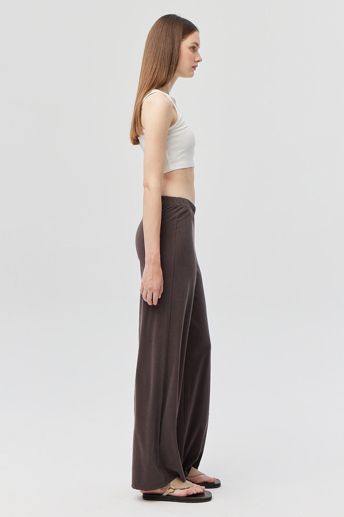 بنطلون نسائي محبوك رفيع مضلع