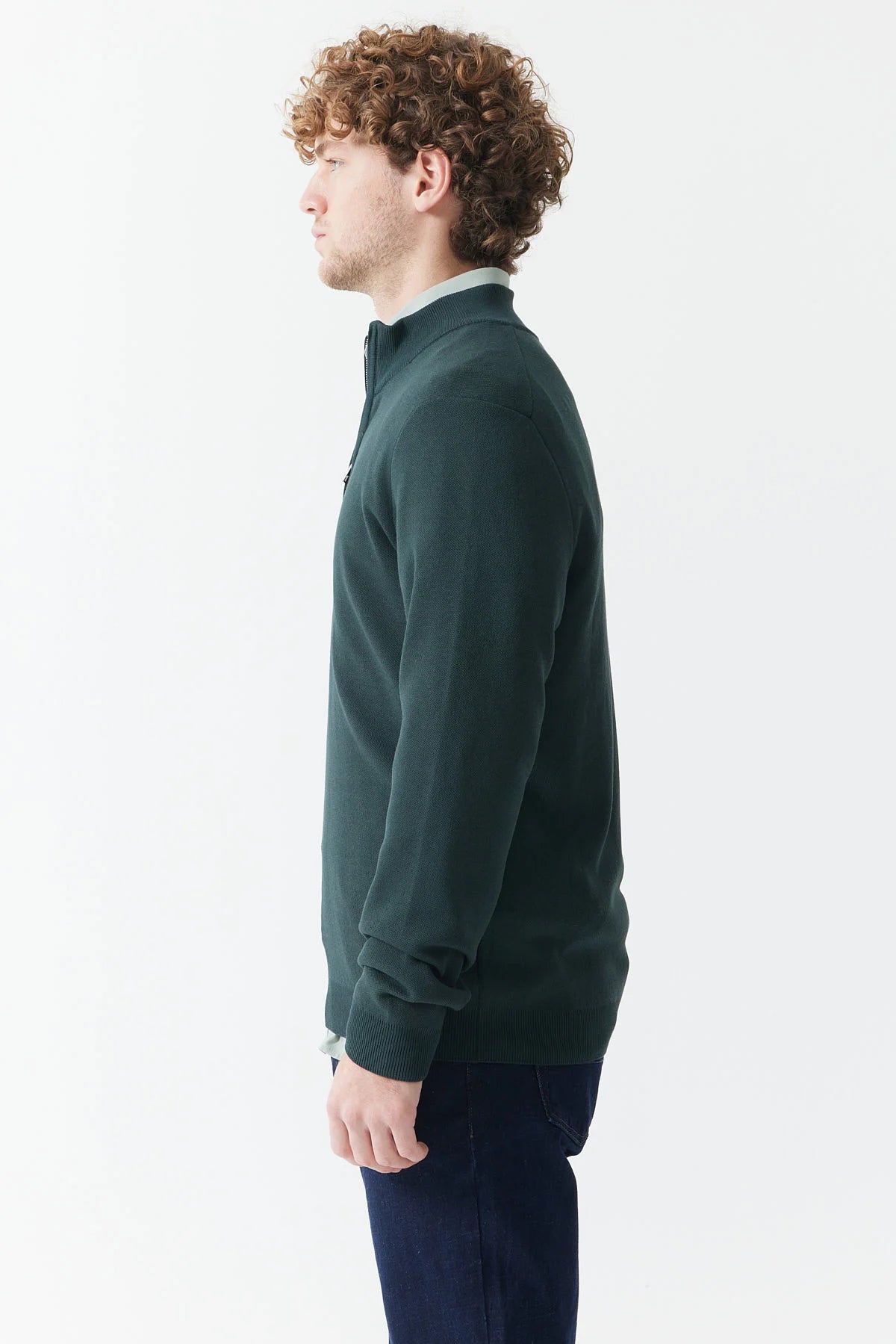 Erkek Fermuarlı Dik Yaka Triko Kazak