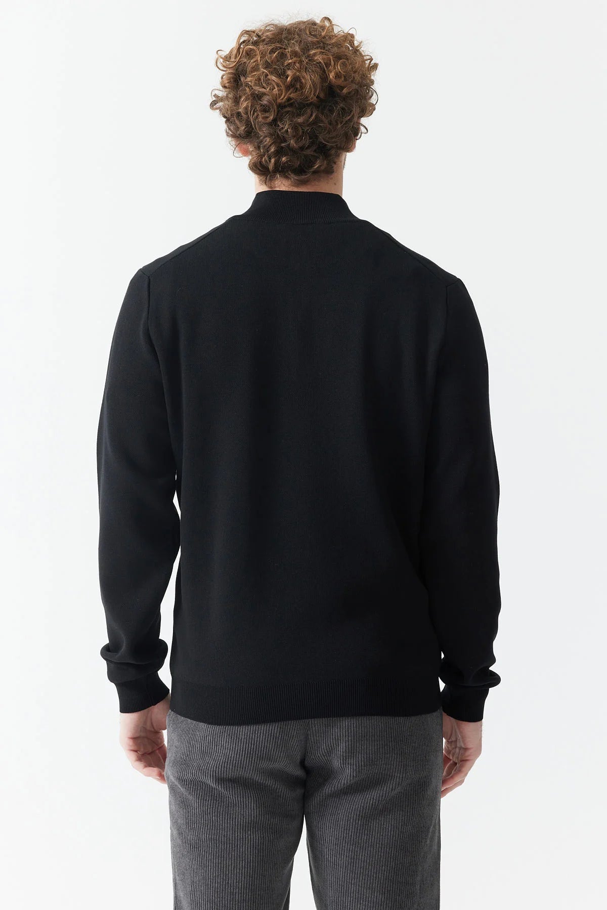 Erkek Fermuarlı Dik Yaka Triko Kazak