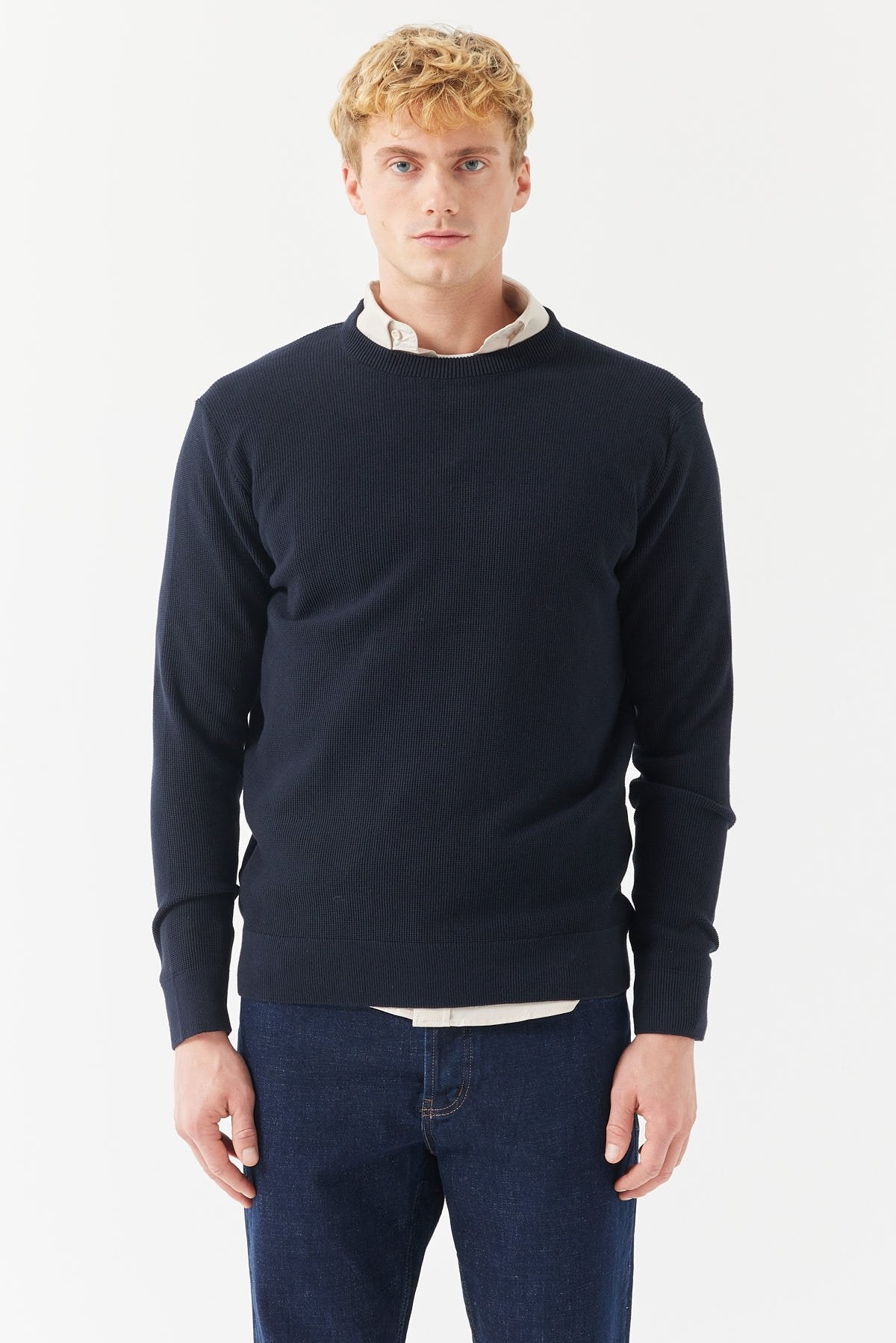Men's Crew Neck Patterned Knitwear Sweater