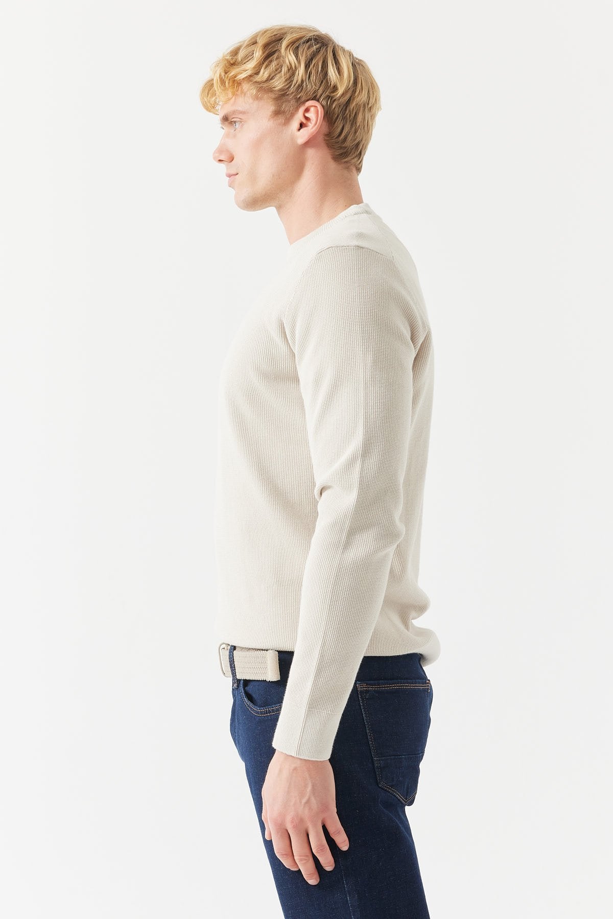 Men's Crew Neck Patterned Knitwear Sweater