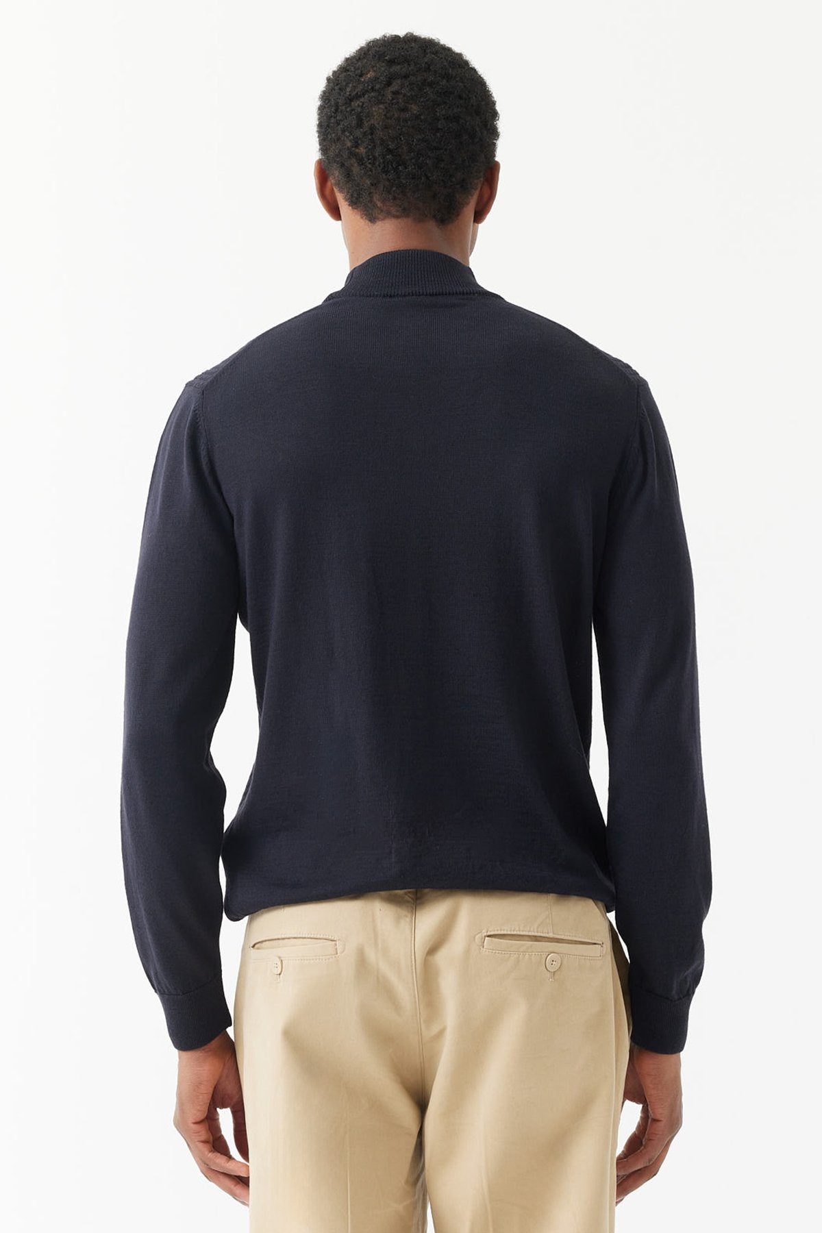 سترة رجالية من الصوف بنصف ياقة عالية