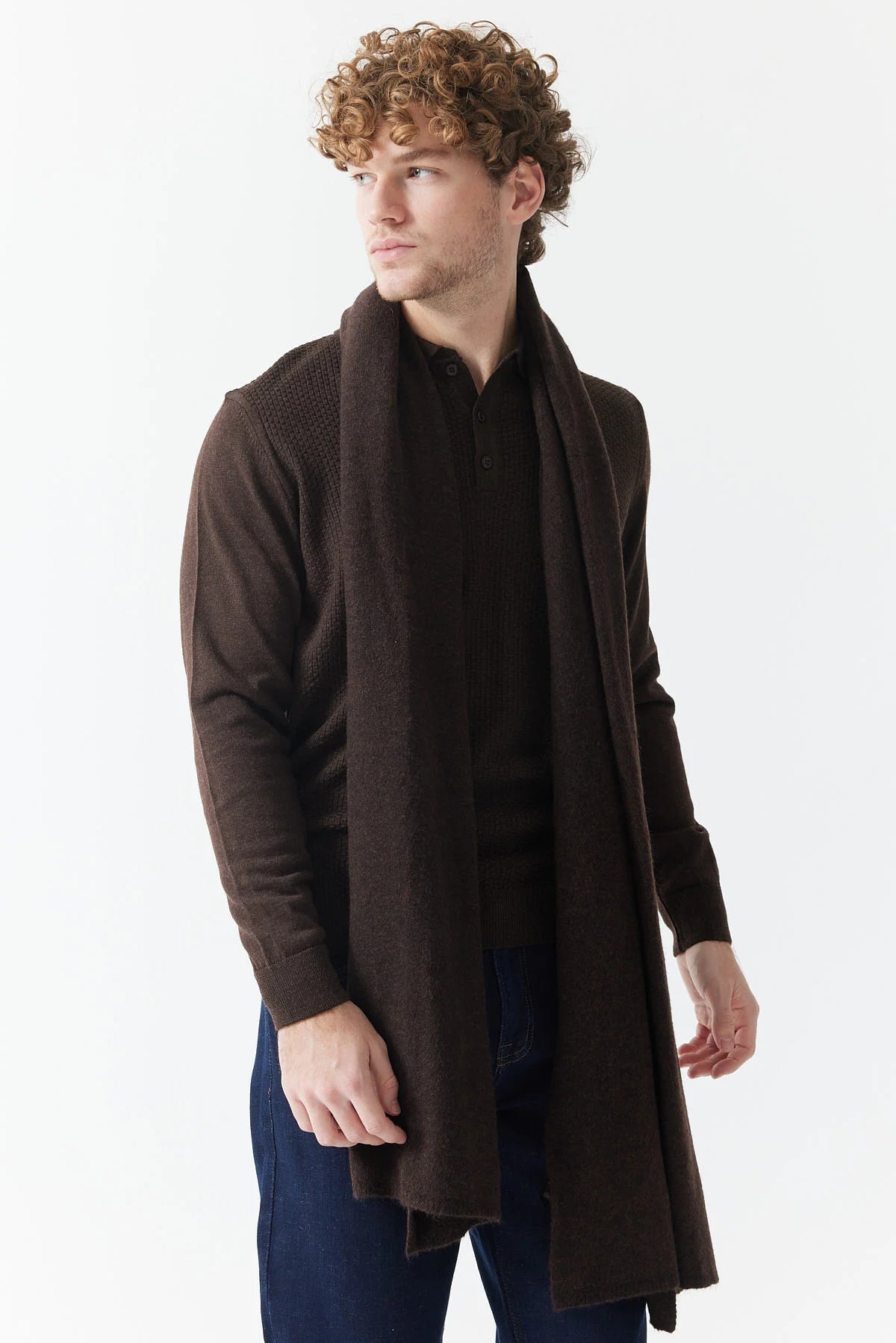 Men's Polo Neck Patterned Knitwear Sweater