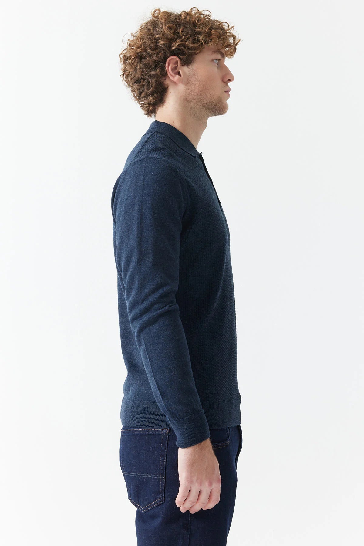 Men's Polo Neck Patterned Knitwear Sweater