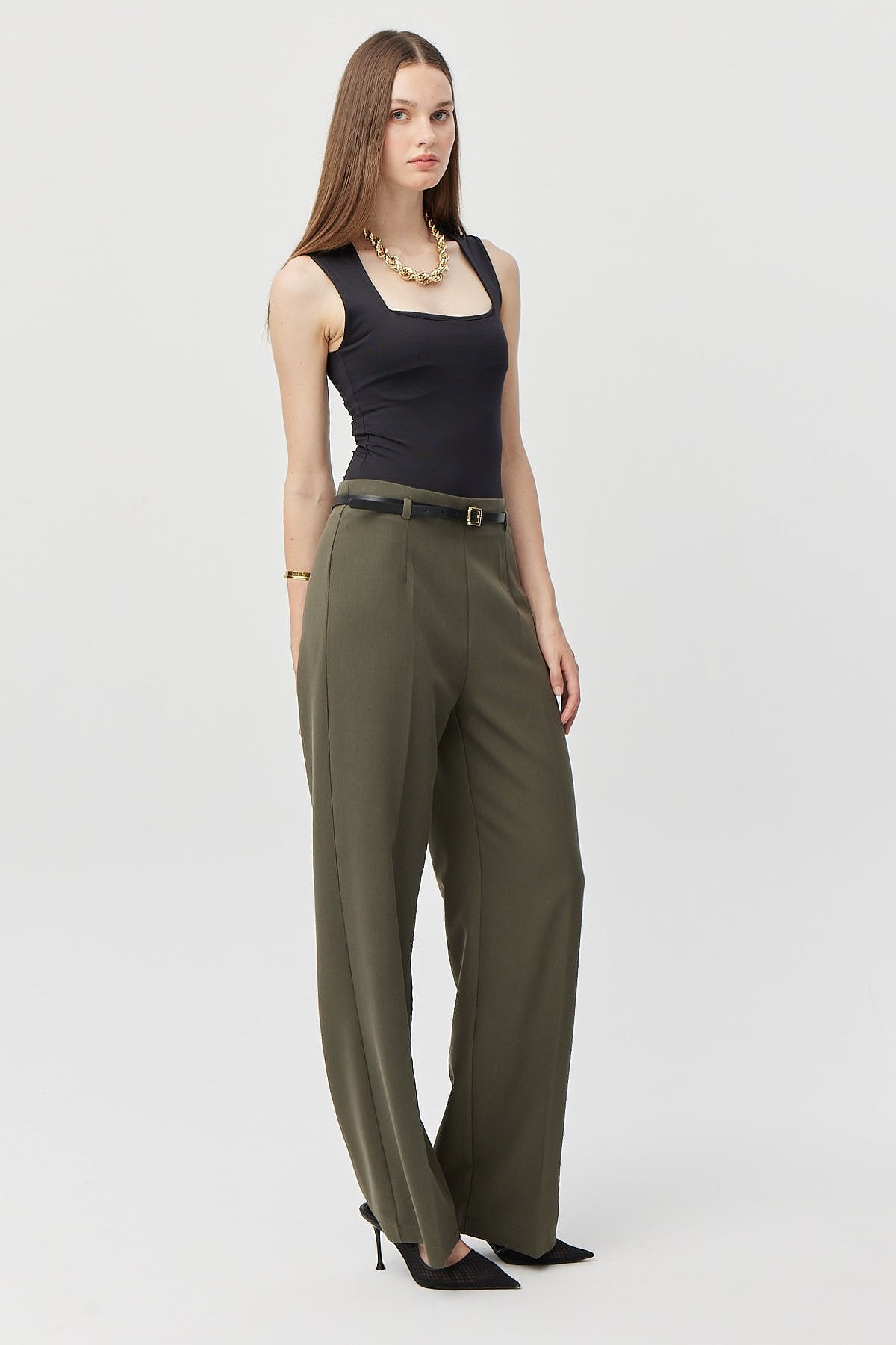 Women's Thin Belted Loose Trousers