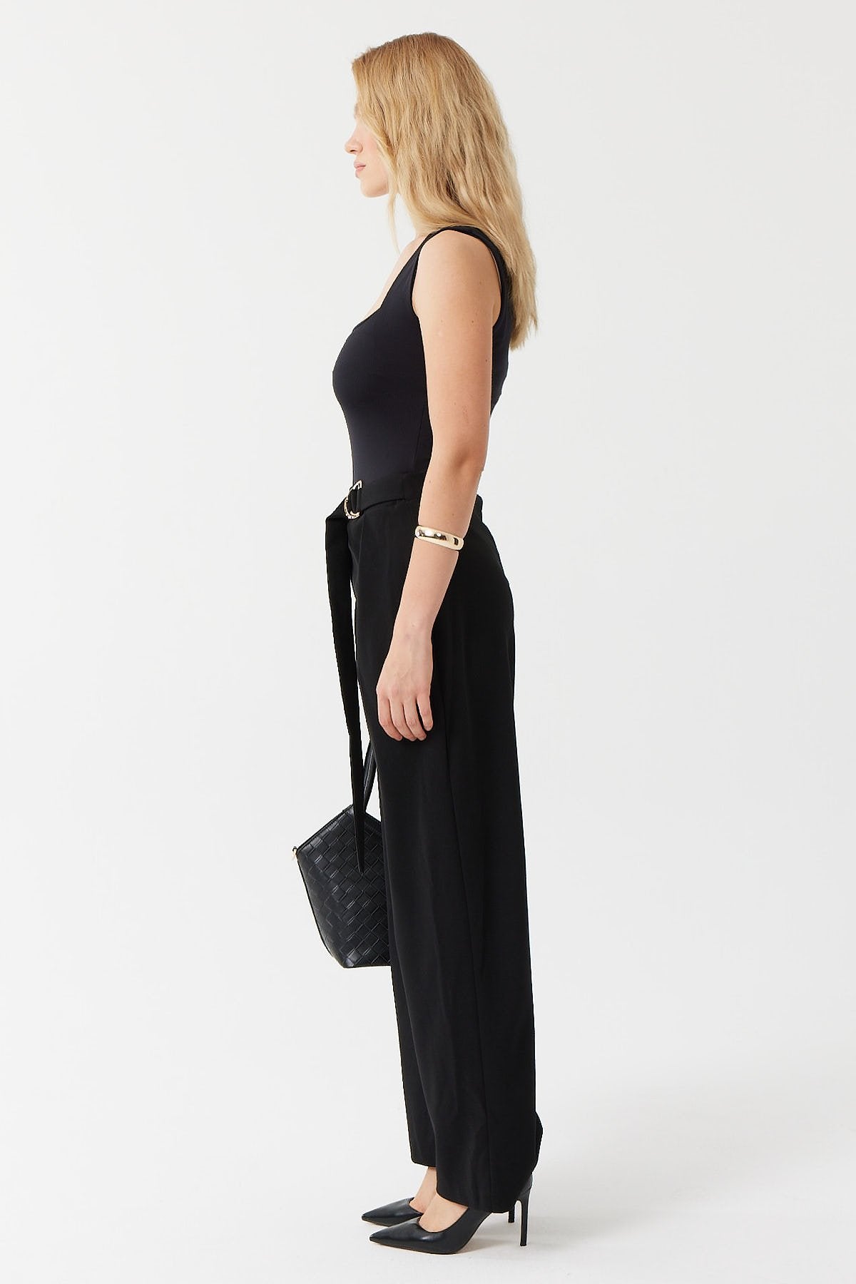 Women's Belt Detailed Fabric Trousers