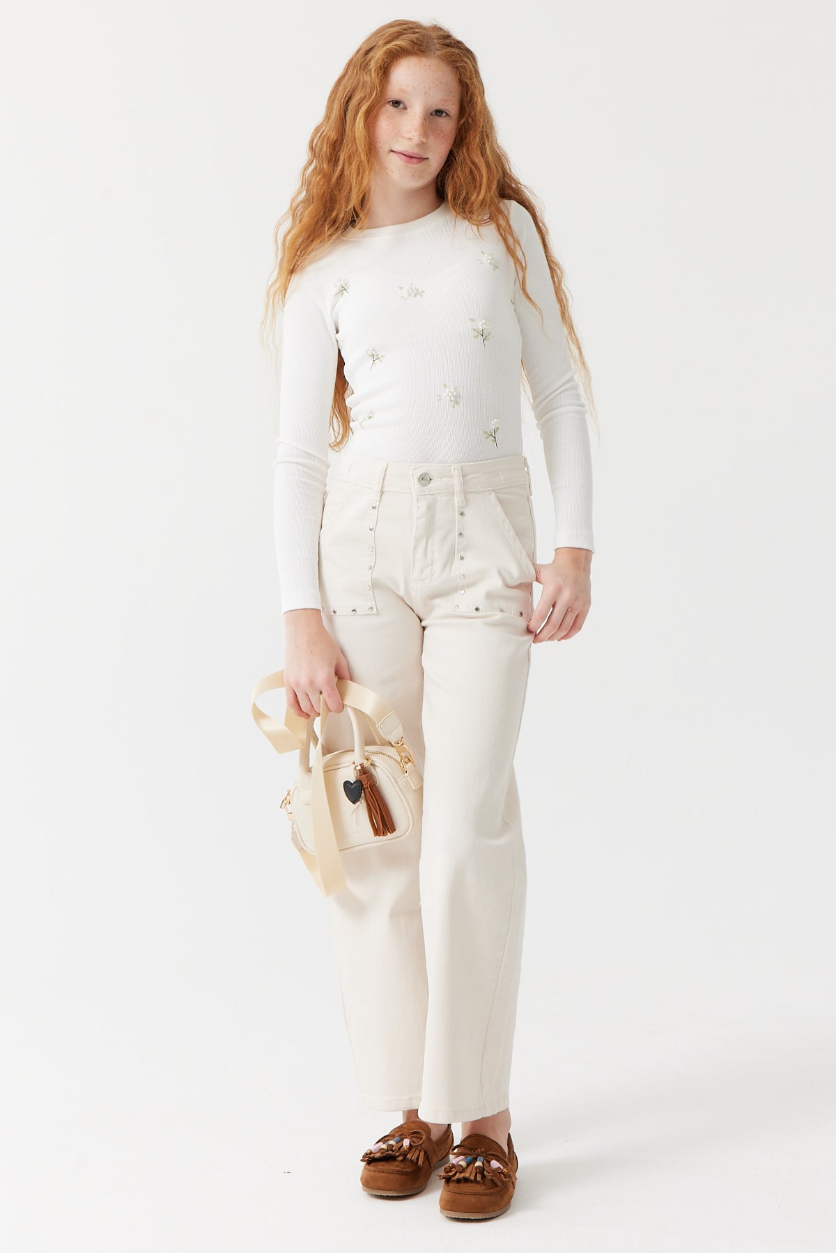 Girls' Stud Printed Jeans