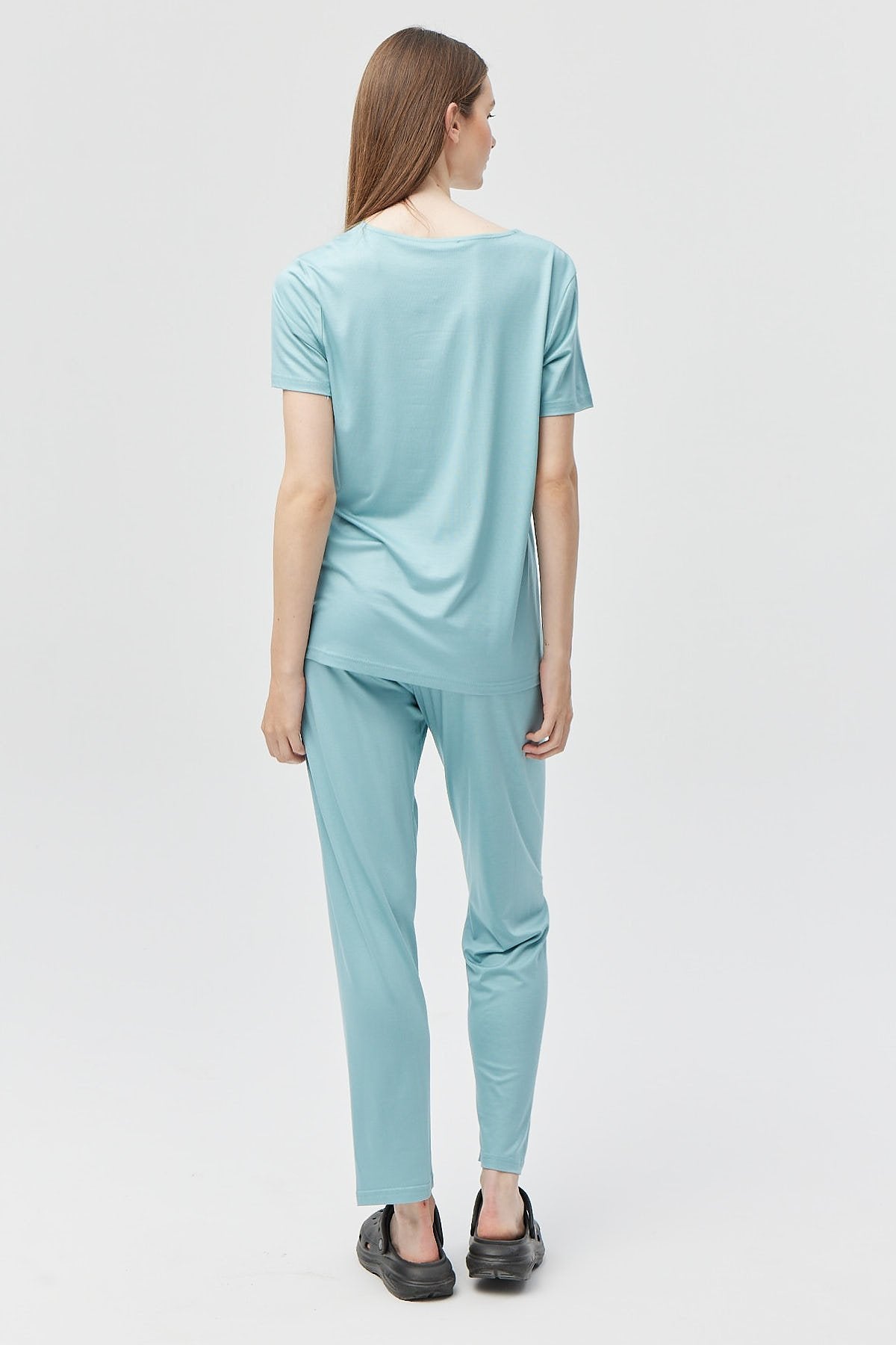 Kadın V Yaka Kısa Kollu Pijama Takımı