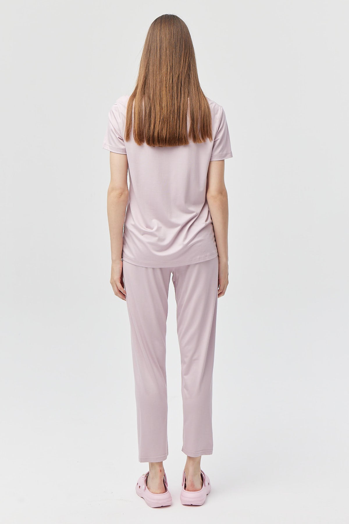 Kadın V Yaka Kısa Kollu Pijama Takımı