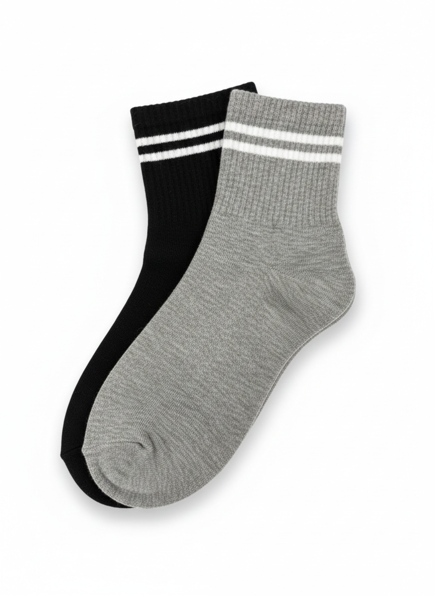Men's Cotton Two-Stripe Tennis Socks 2-Pack