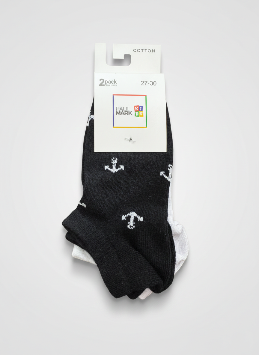 BOYS' CLOSED FLAT BOOTIE DOUBLE PACK SOCKS