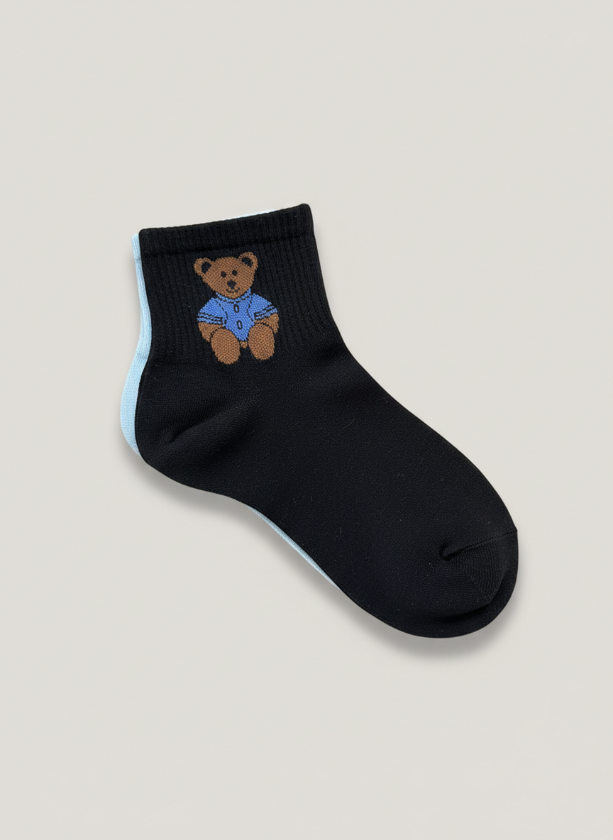 Women's Viscose Half-Cuff Bear Pattern 2-Pack Socks